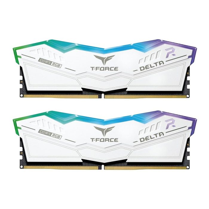 ⁦T-FORCE DELTA RGB 32GB (16x2) 6000MHz WHITE⁩ - الصورة ⁦1⁩